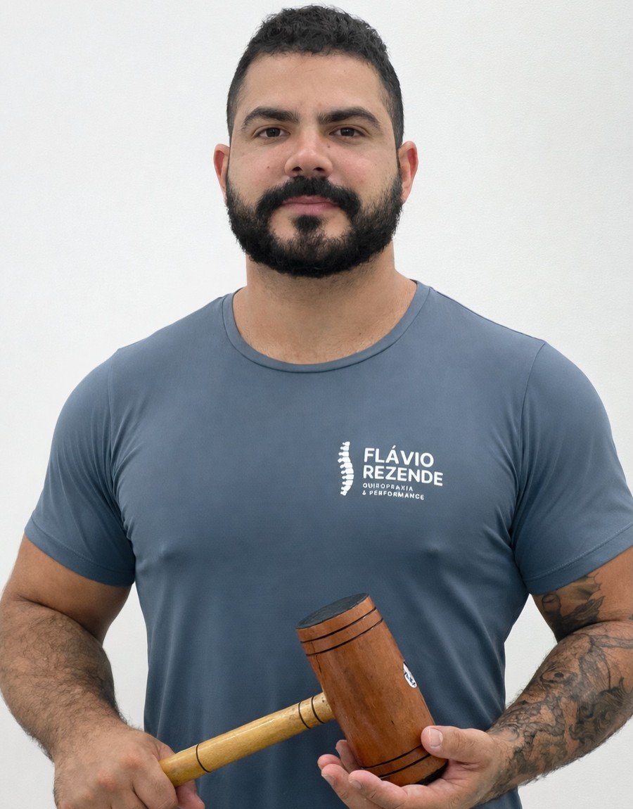 Flávio Rezende realizando um ajuste quiroprático no consultório